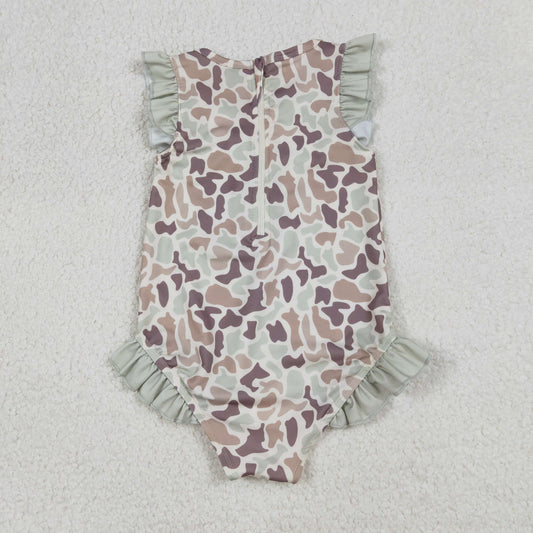 Baby Girls Southern Khaki Camo Ruffle Swimsuits