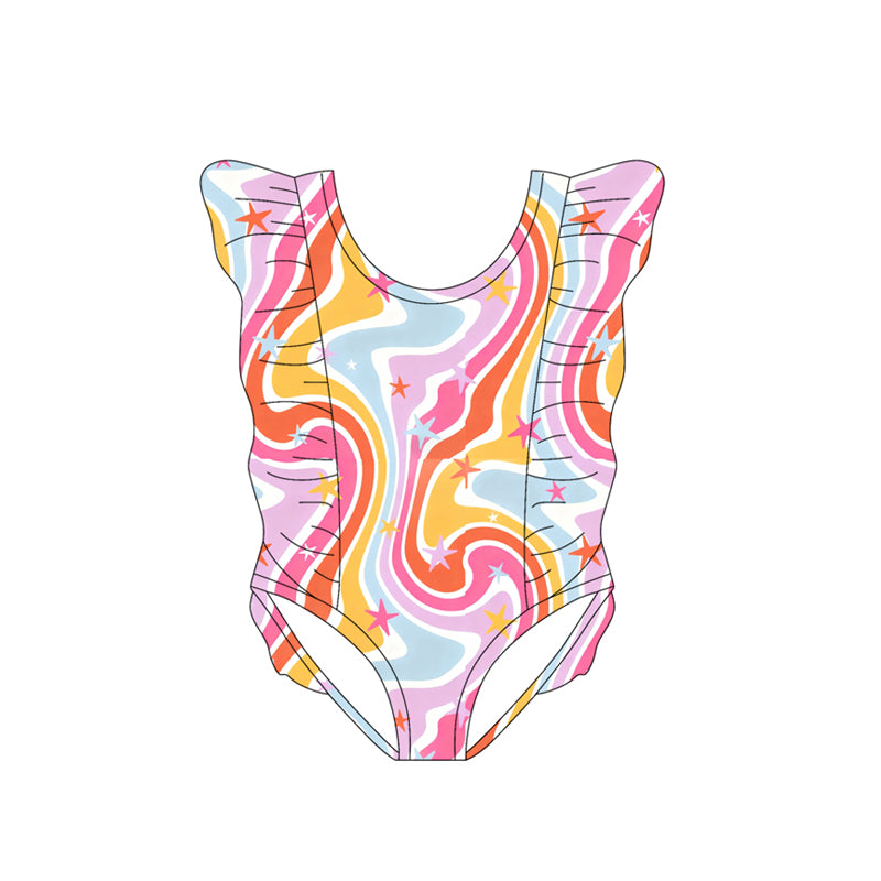 Baby Girls Colorful Stripe Starfishes Swimsuits Preorder