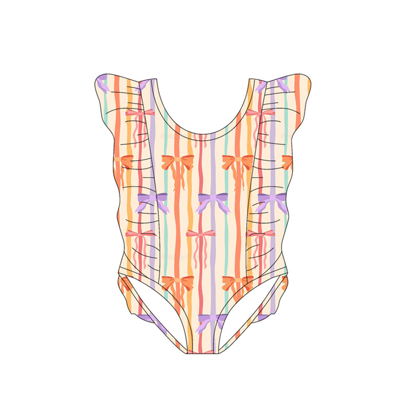 Baby Girls Colorful Stripe Bows Swimsuits Preorder