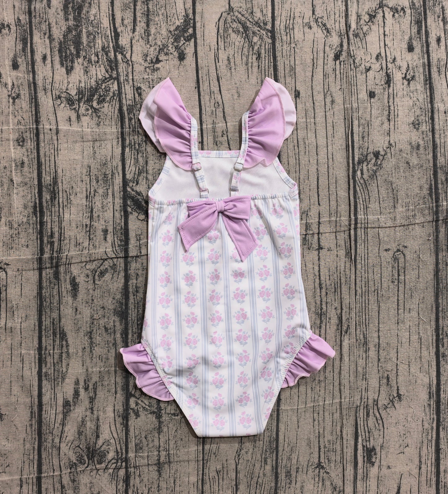 Baby Girls Flowers Stripe Back Bows Romper Swimsuits Preorder