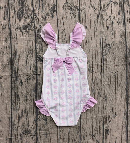 Baby Girls Flowers Stripe Back Bows Romper Swimsuits Preorder