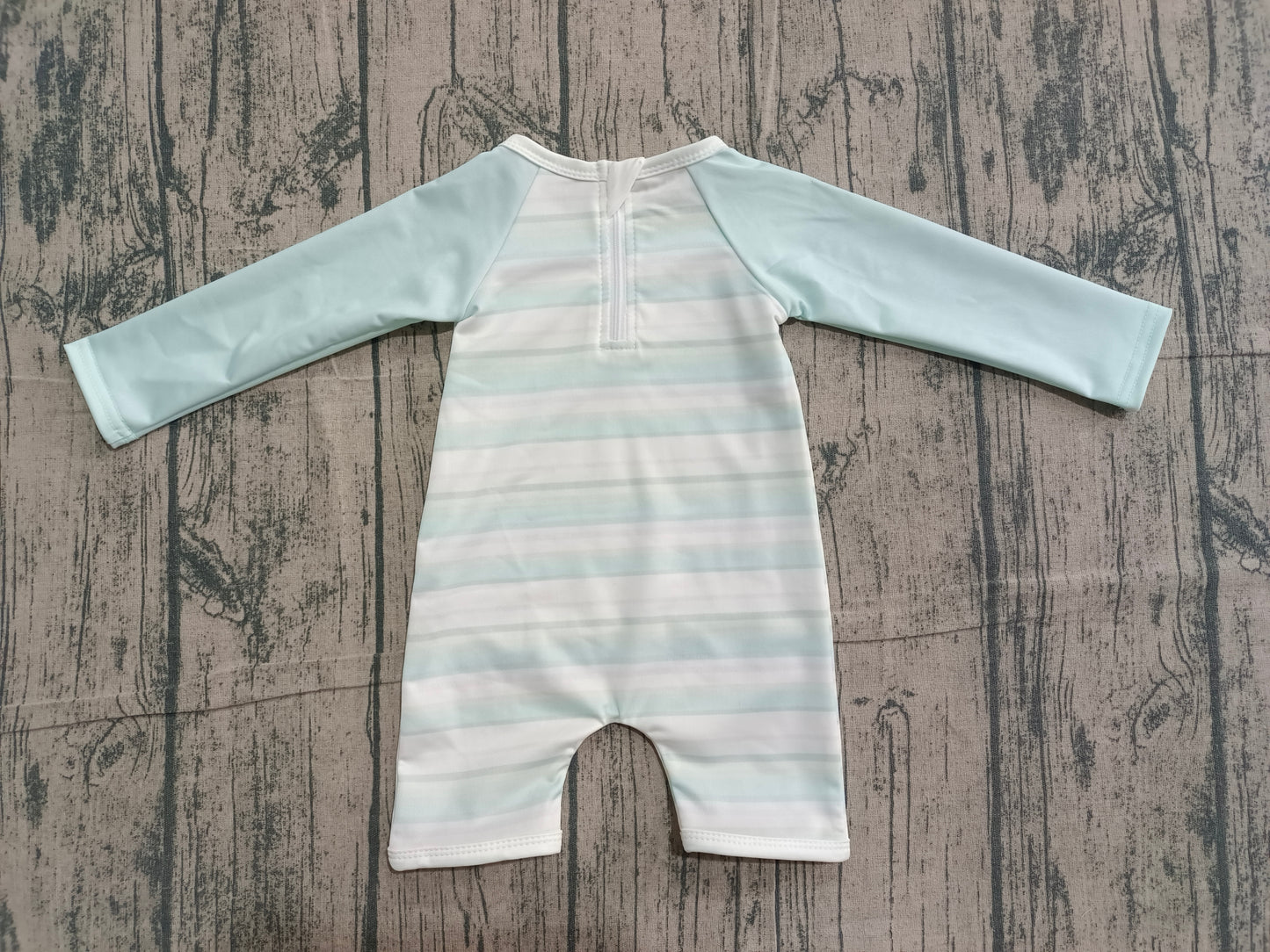 Baby Girls Aqua Blue Stripe Romper Swimsuits