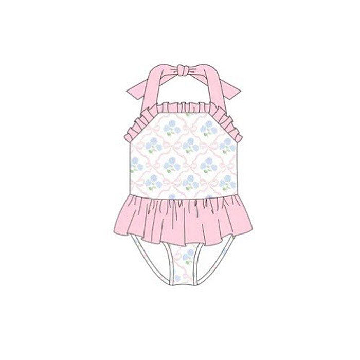 Baby Girls Strap Flower Bows Checked Bummies Tunic Romper Swimsuits Preorder