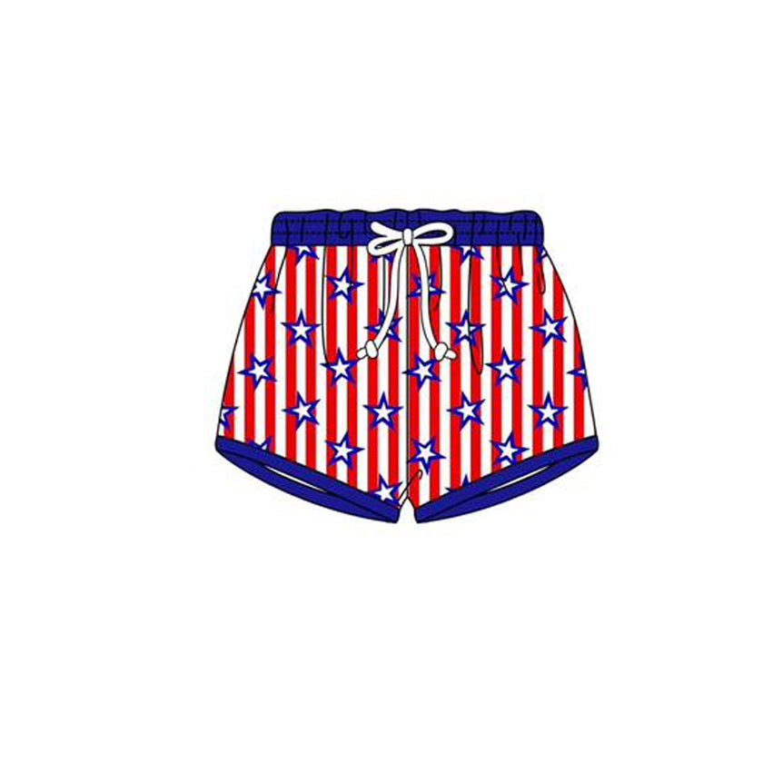 Baby Boys Red Blue Stripe Stars 4th of July Swimming Trunks Preorder