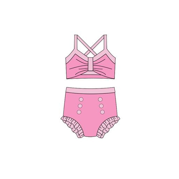Baby Girls Pink Strap Vest Top Bummies 2 Pieces Swimsuits Preorder