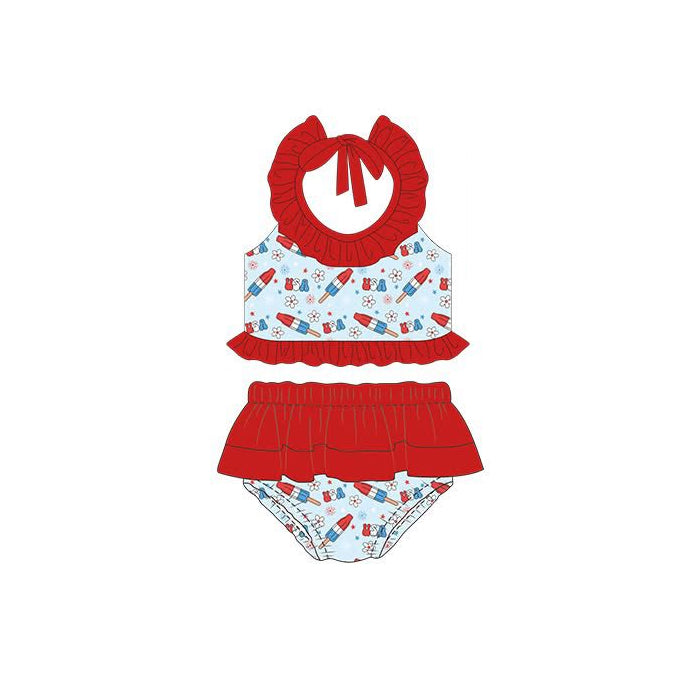 Baby Girls Popsicle USA Strap Top Bummies 4th of July 2 Piece Swimsuits Preorder