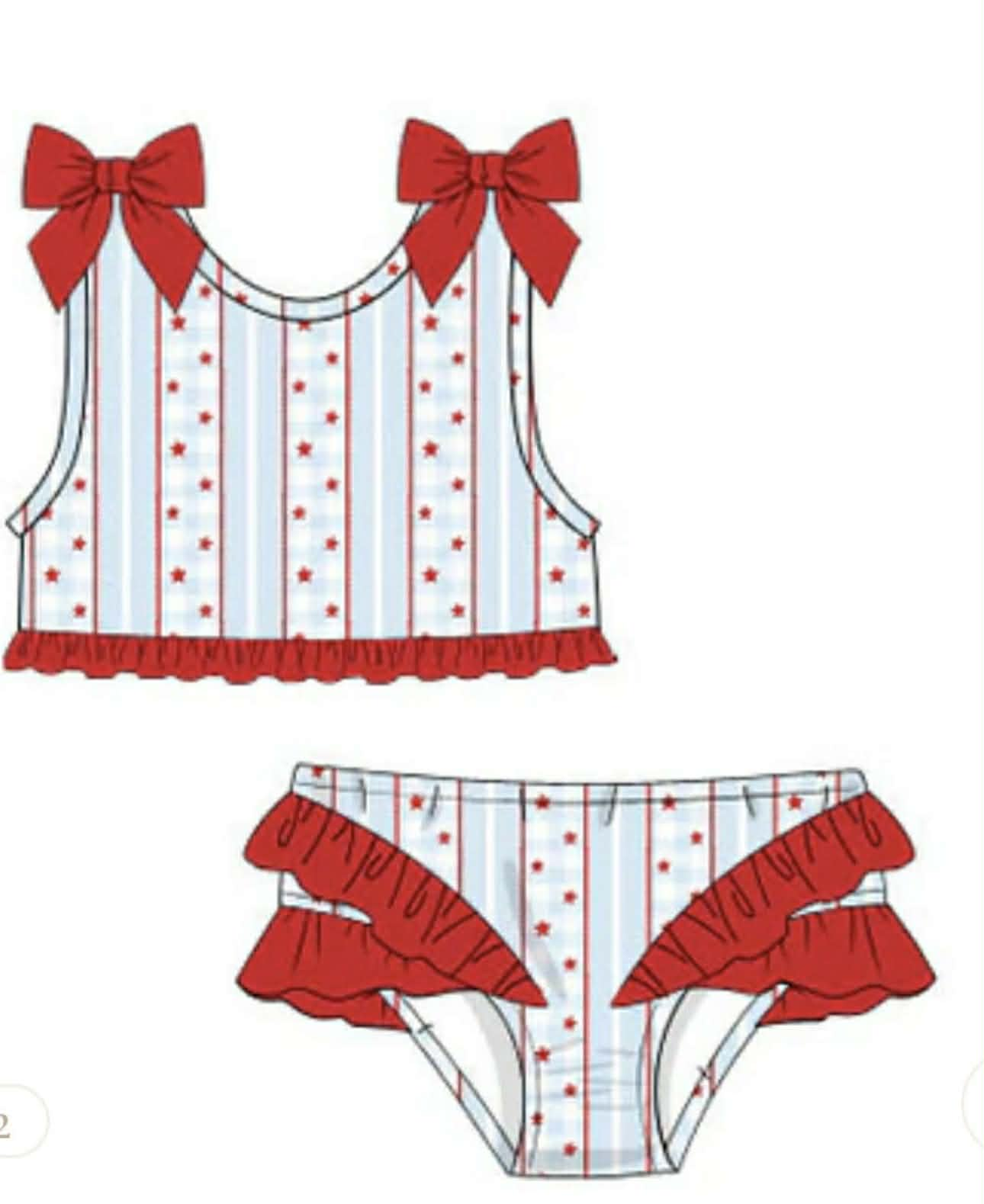 Baby Girls Sleeveless Stars Stripe Top Bummies 4th of July Swimsuits Preorder