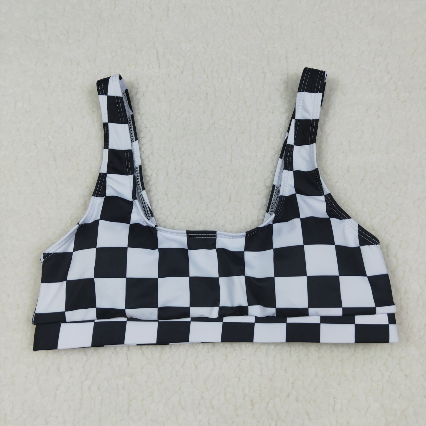 USA Shop Adult Women Black Checked Swimsuits Bra Vests Top