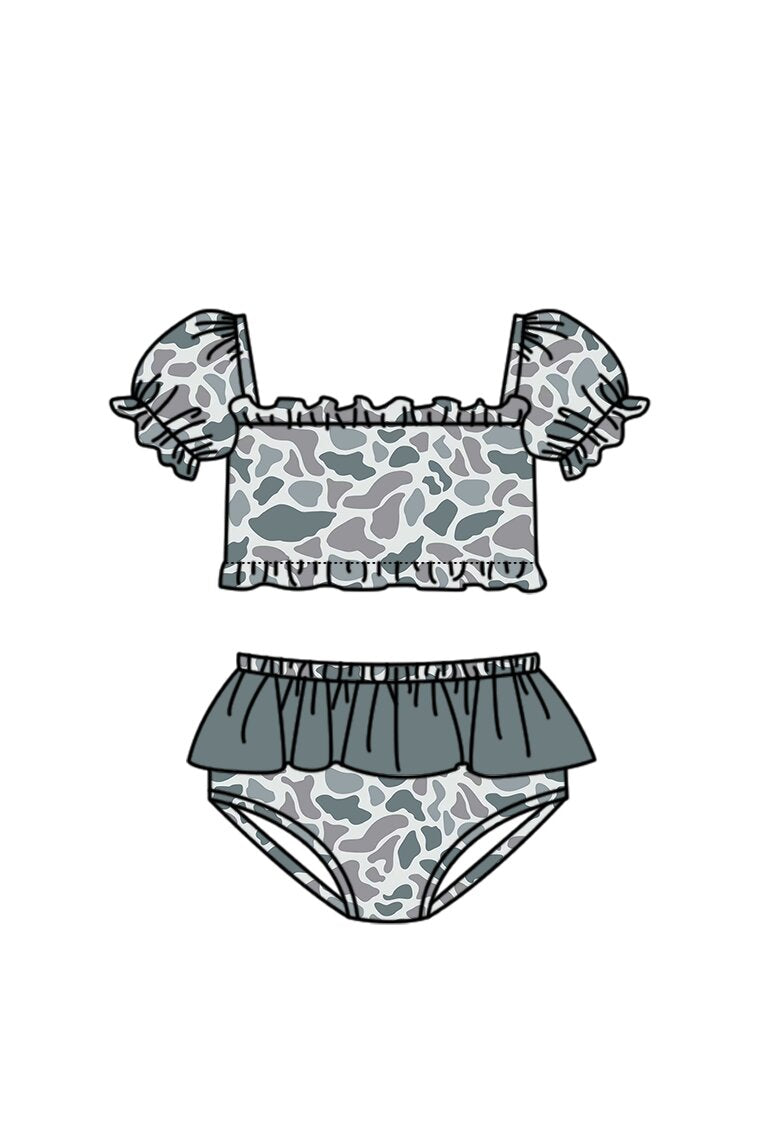Baby Girls Southern Grey Camo Top Bummies Swimsuits Preorder