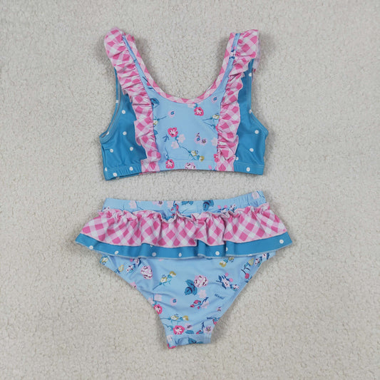 Baby Girls Sleeveless Flowers Button Vest Top Bummies Short Swimsuits