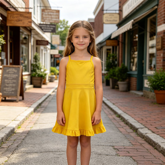 Baby Girls Yellow Athletic Active Wear Knee Length Dresses