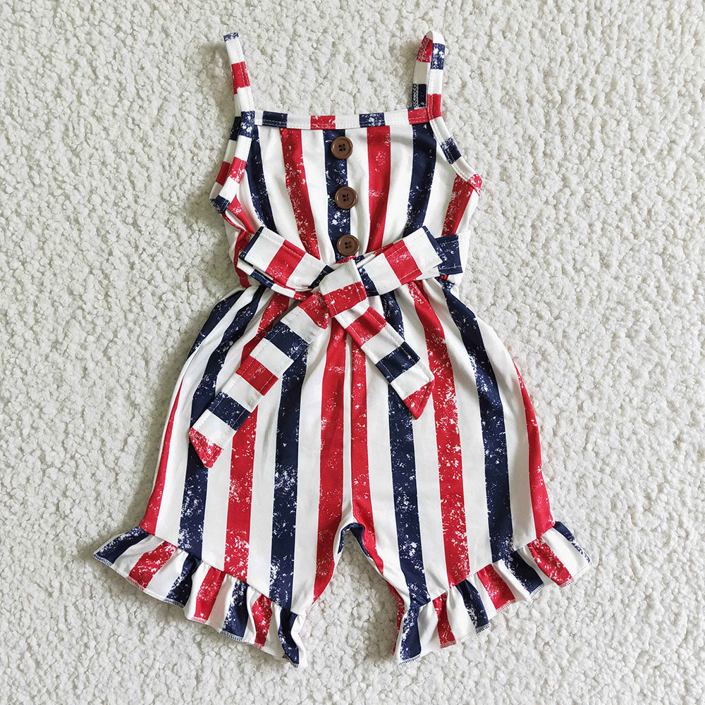 Sibling 4th Of July Baby Girls Summer Jumpsuits