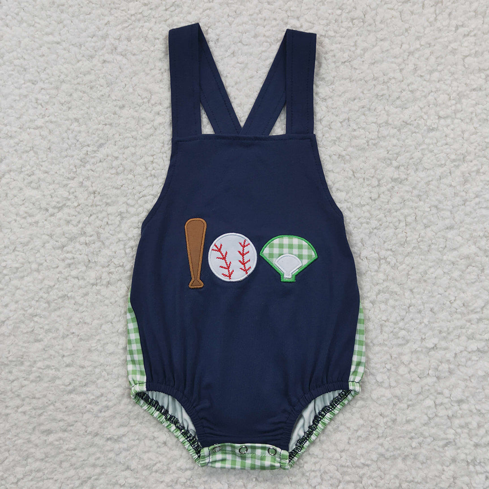 Sibling Boys Baby Girls Baseball Green Checkered Summer Outfits Suits