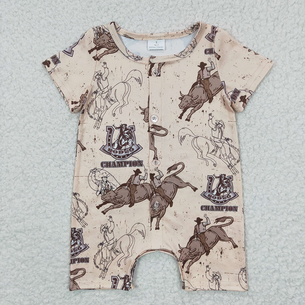 Sibling Baby Boys Western Buttons Summer Rompers