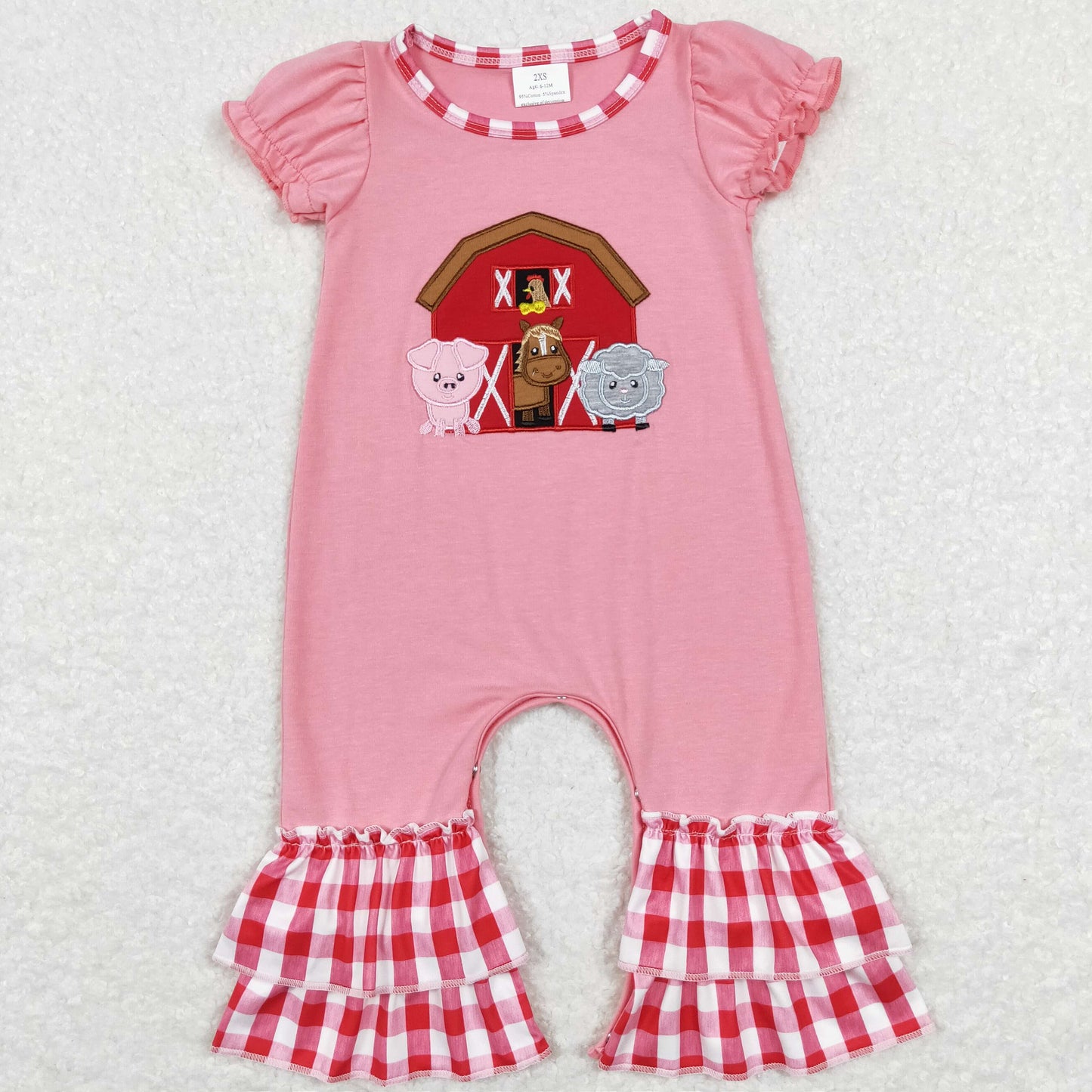 Sibling Baby Girls Embroidery Farm Ruffle Pants Clothes Sets Footie Rompers