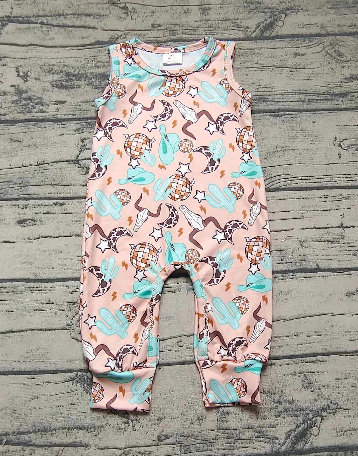 Baby Infant Cow Cactus Disco Sleeveless Rompers