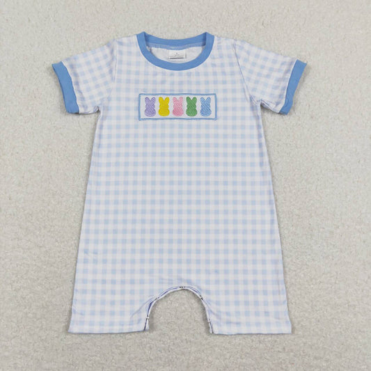 Sibling Baby Infants Easter Colorful Bunny Short Sleeve Rompers