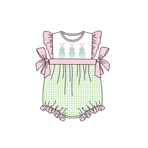 Baby Infant Girls Easter Rabbit Eggs Bows Rompers preorder