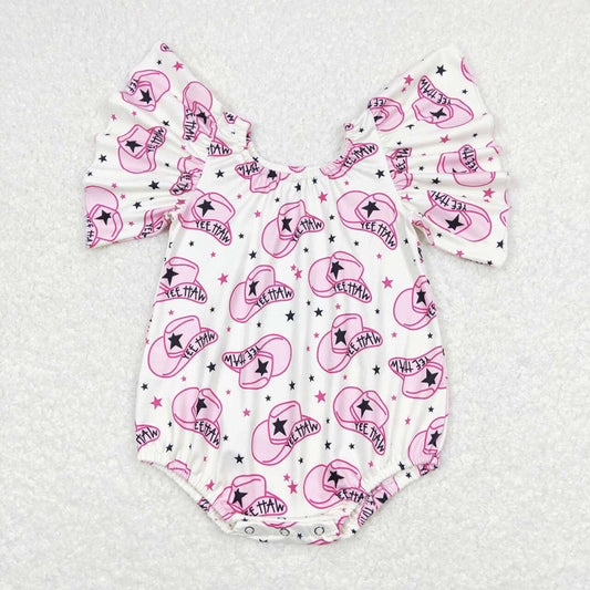 Sibling Baby Infant Girls Western Flutter Sleeve Rompers