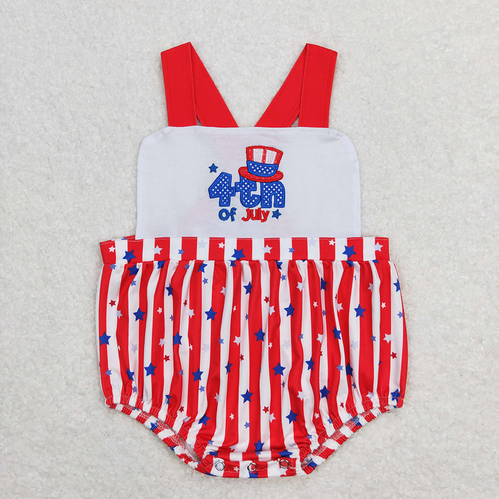 Sibling Baby Girls 4th Of July Bows Rompers Dresses