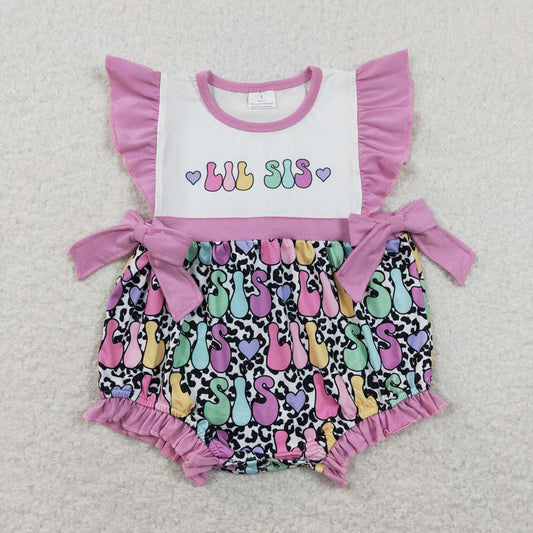 Sibling Baby Girls Big Little Sister Bows Rompers Clothes Sets