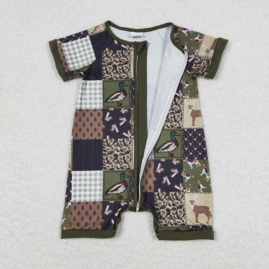 USA Shop Baby Boys Ducks Camo Checked Hunting Zip Rompers