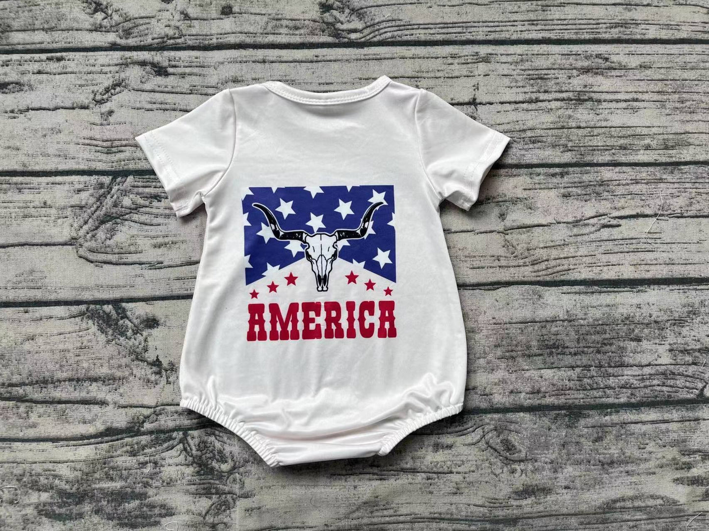 Baby Infant Boys Cow 4th Of July Short Sleeve Rompers