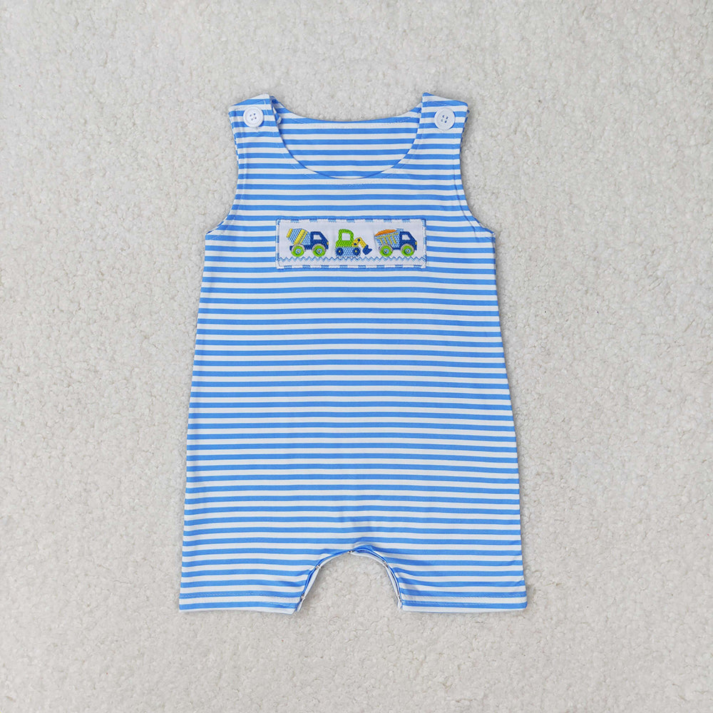 Sibling Embroidery Baby Boys Constructions Rompers Summer Outfits Sets