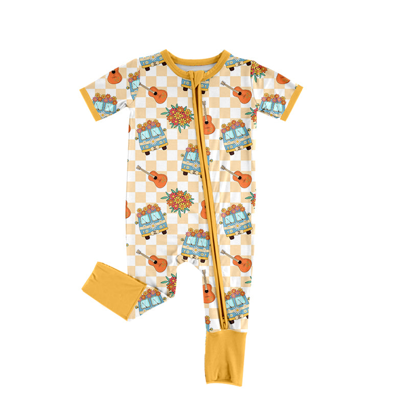 Baby Infant Girls Guita Flowers Zip Rompers preorder