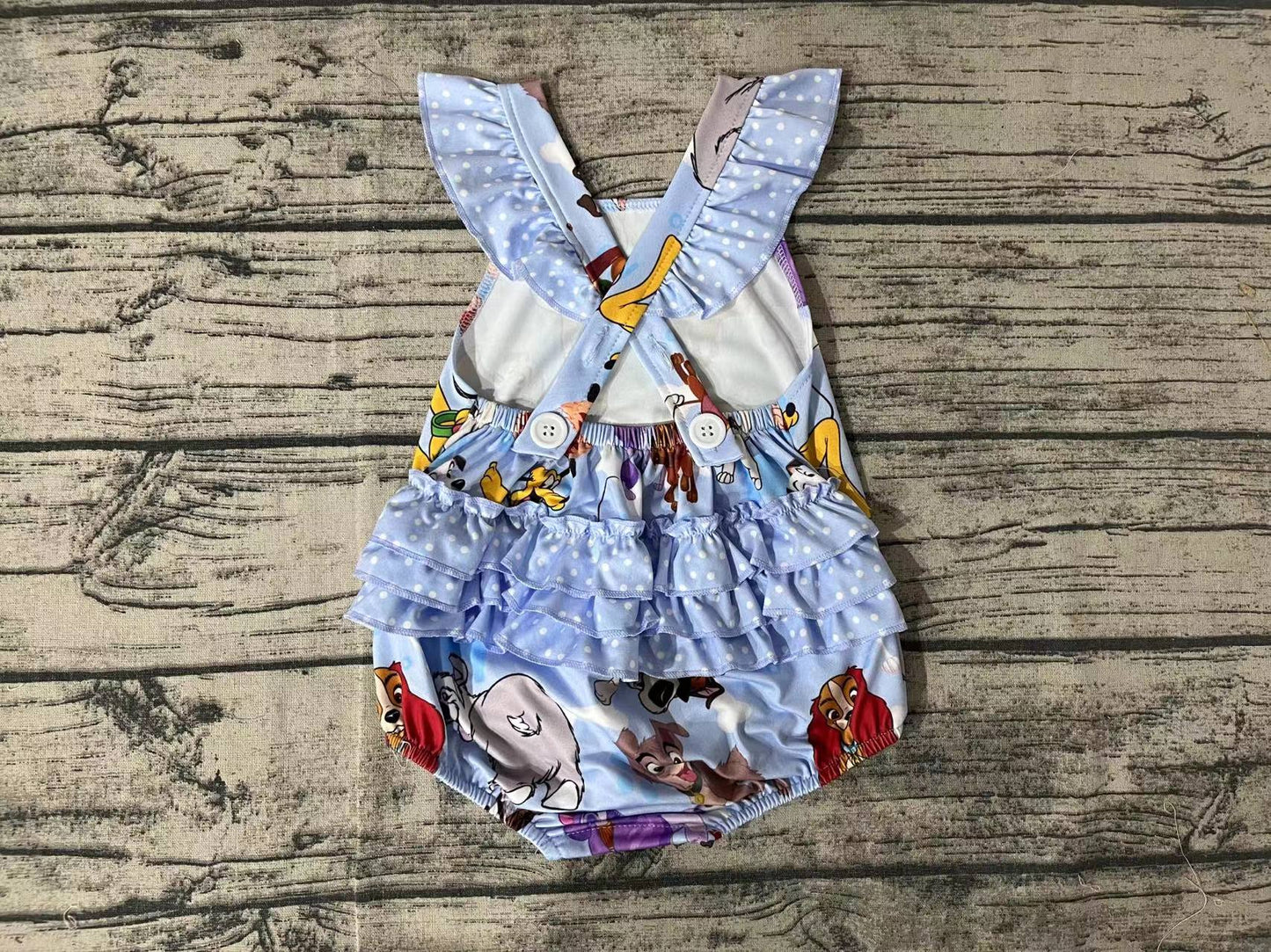 Baby Infant Girls Little Dogs Sleeveless Bubble Rompers