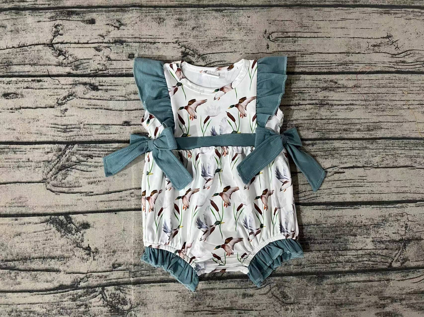 Baby Infant Girls Flying Ducks Flutter Sleeve Rompers