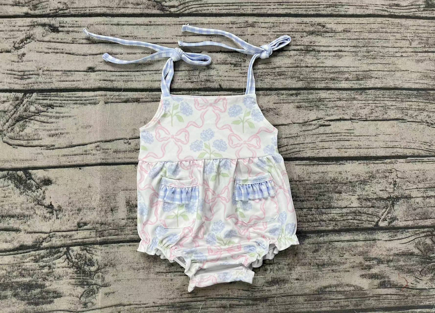 Baby Infant Girls Bows Flowers Straps Rompers