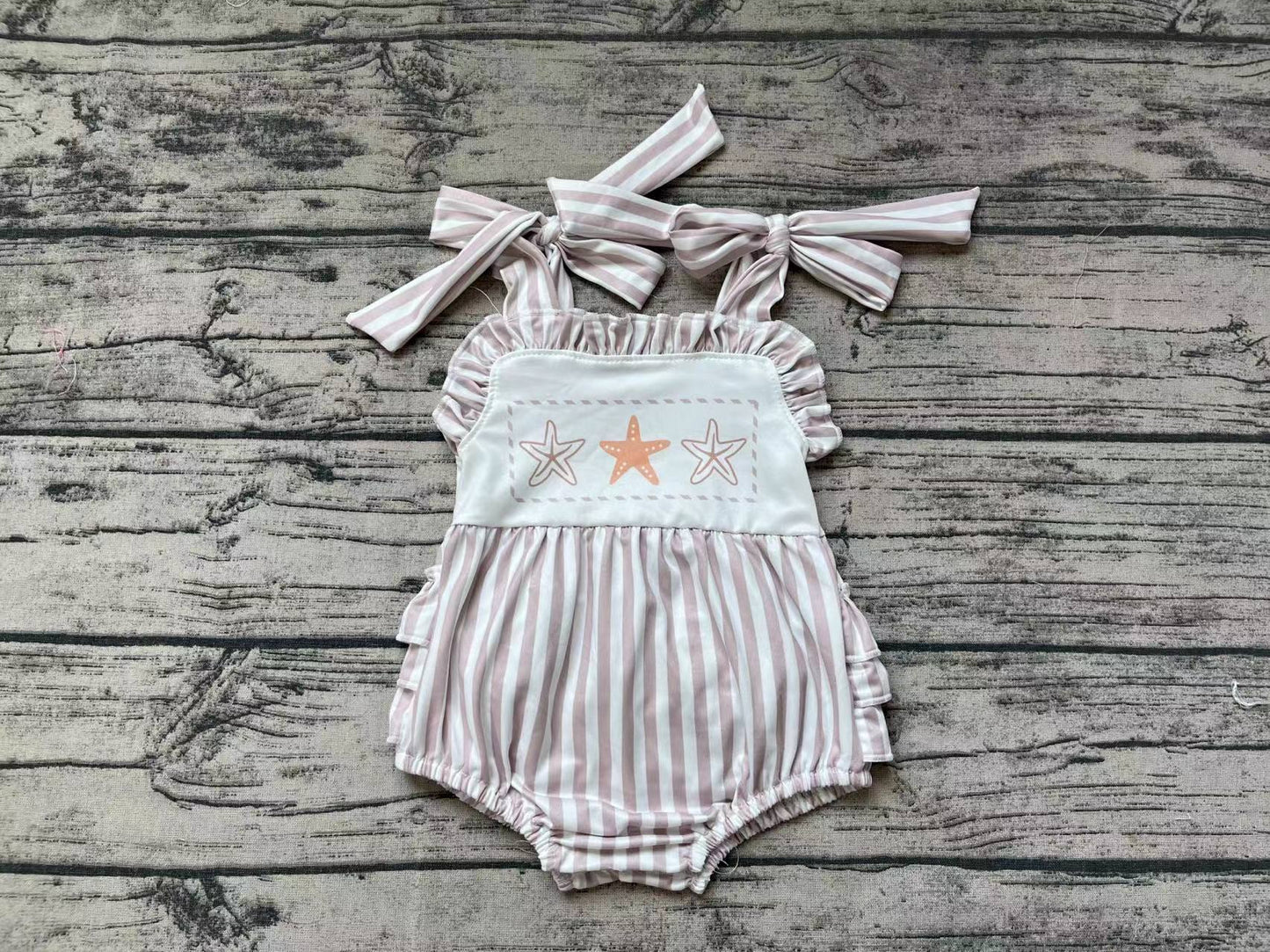 Baby Girls Stars Straps Ruffle Rompers