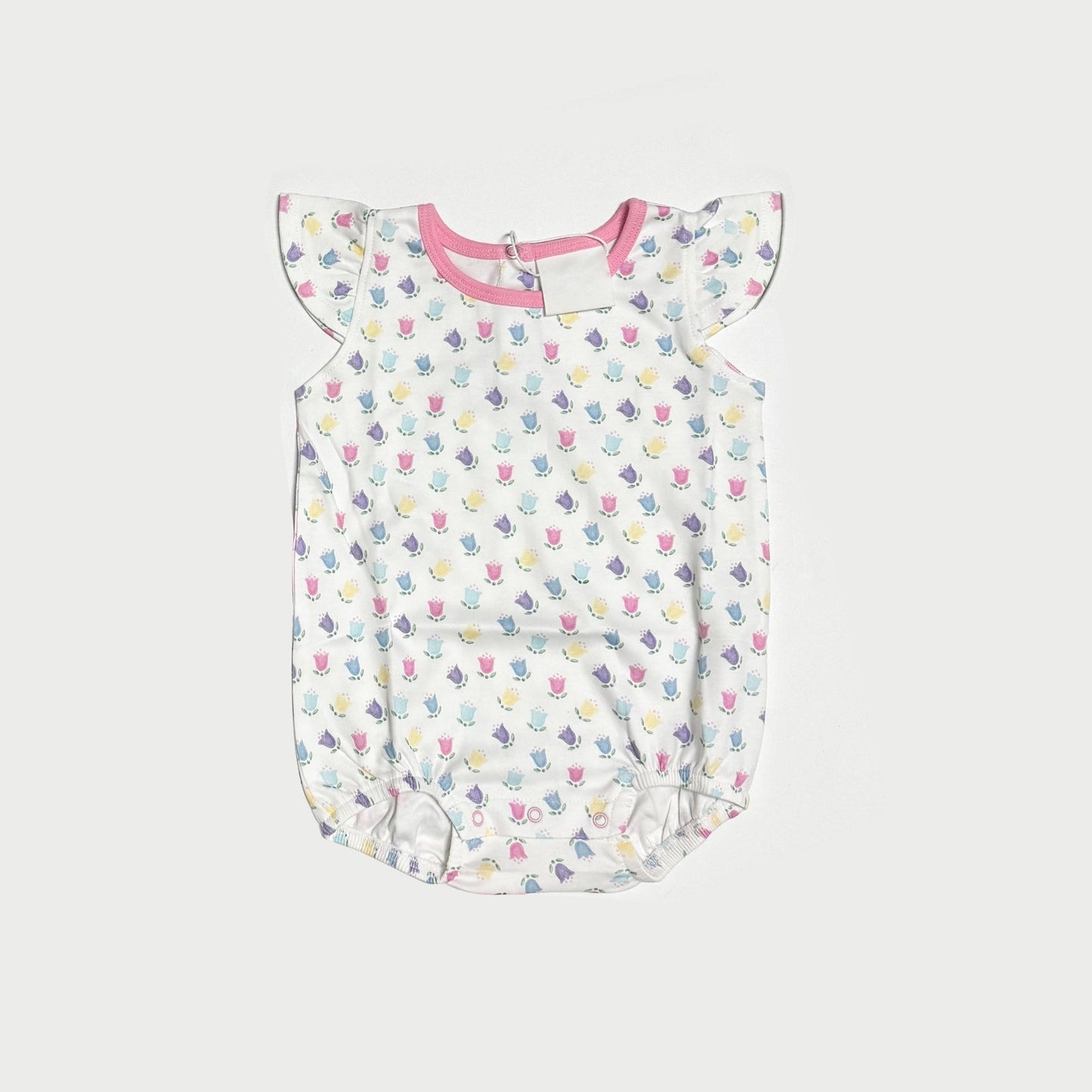 Baby Infant Girls Colorful Small Flowers Flutter Sleeve Rompers preorder