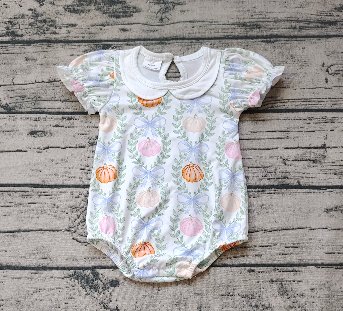 Baby Infant Girls Pumpkin Bows Fall Rompers