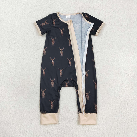 Baby Infant Boys Camo Deers Bamboo Zip Rompers