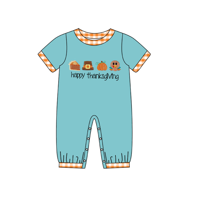Preorder moq 5 Baby Infant Boys Happy Thanksgiving Turkeys Rompers