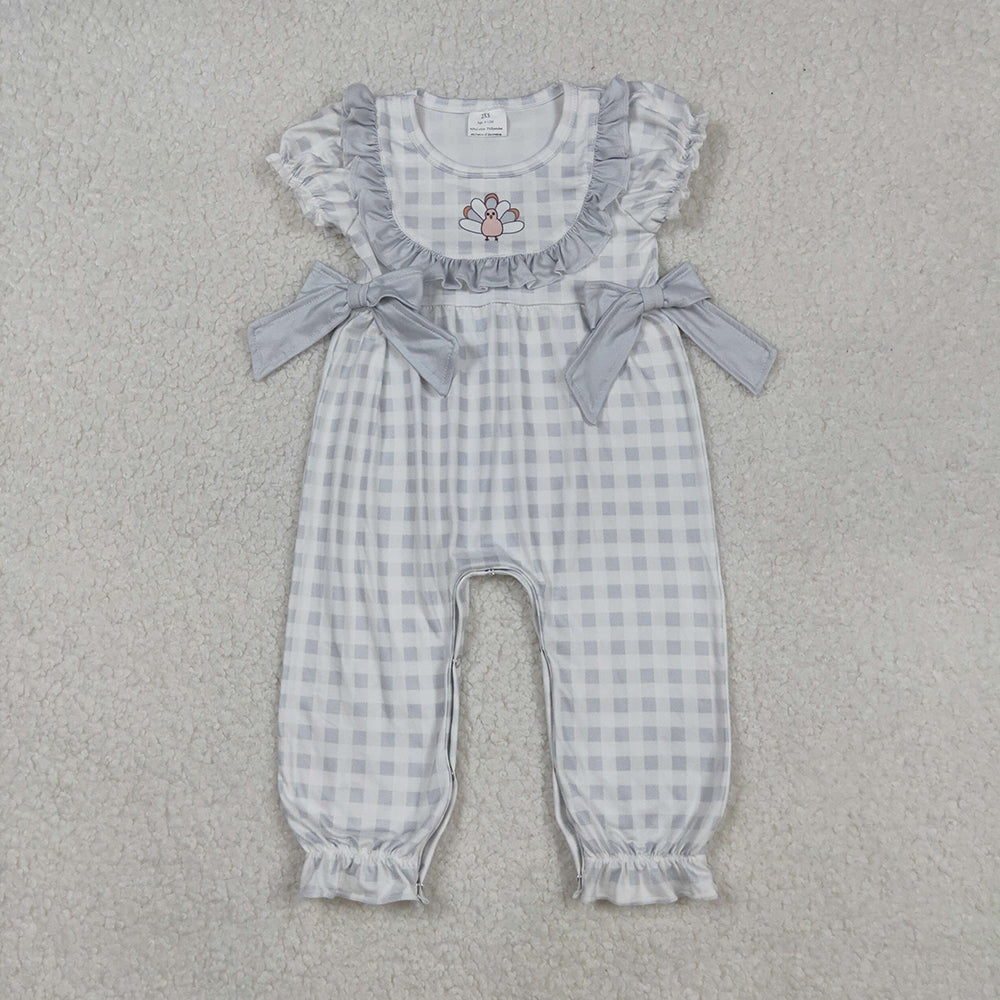 Baby Infant Girls Thanksgiving Turkey Bows Rompers