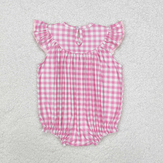 Baby Infant Girls Easter Rabbits Checkered Smocked Rompers