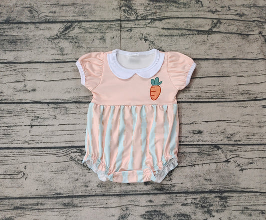 Baby Infant Girls Easter Carrot Short Sleeve Rompers