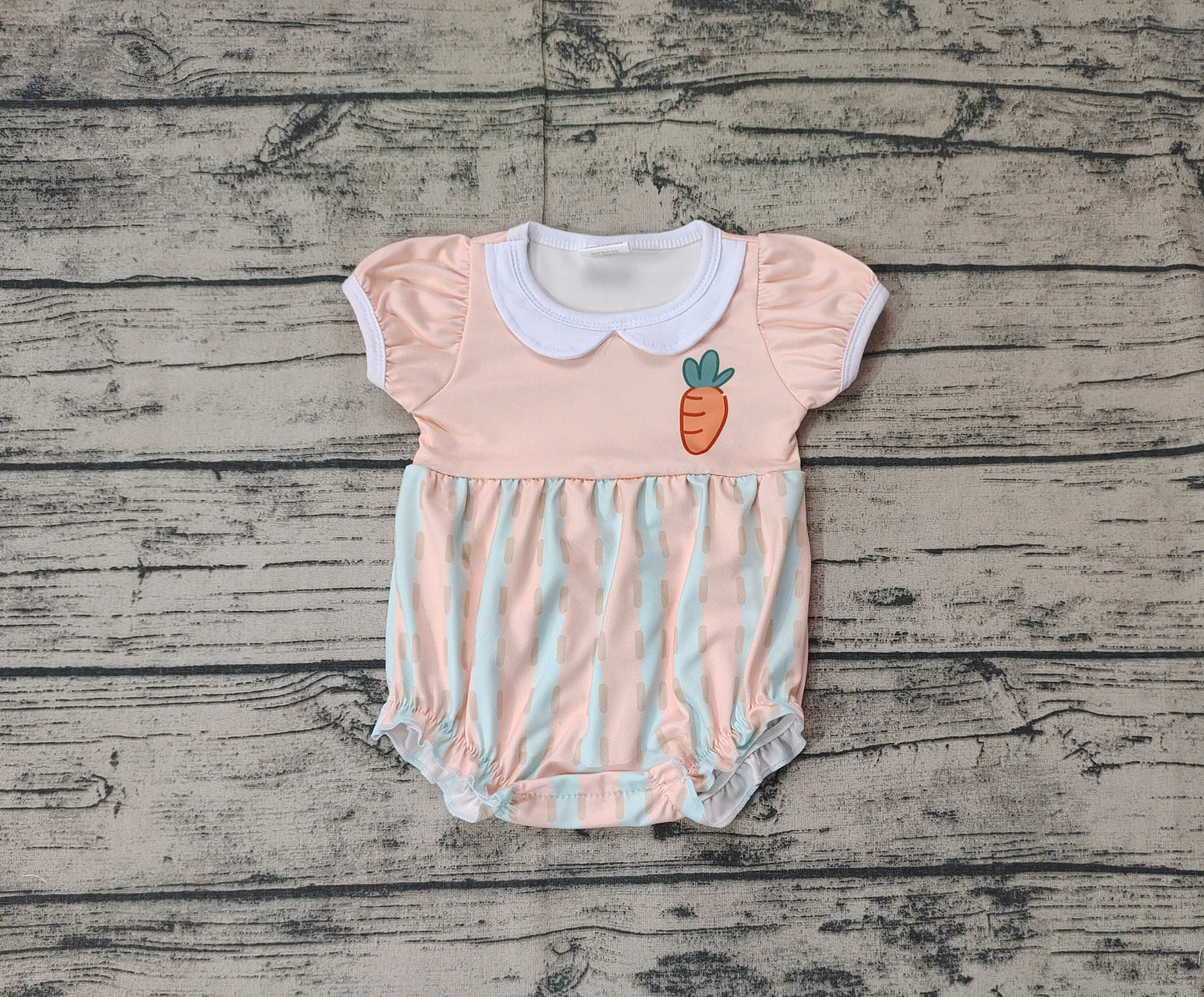 Baby Infant Girls Easter Carrot Short Sleeve Rompers