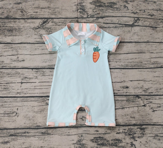 Baby Infant Boys Easter Carrot Short Sleeve Rompers
