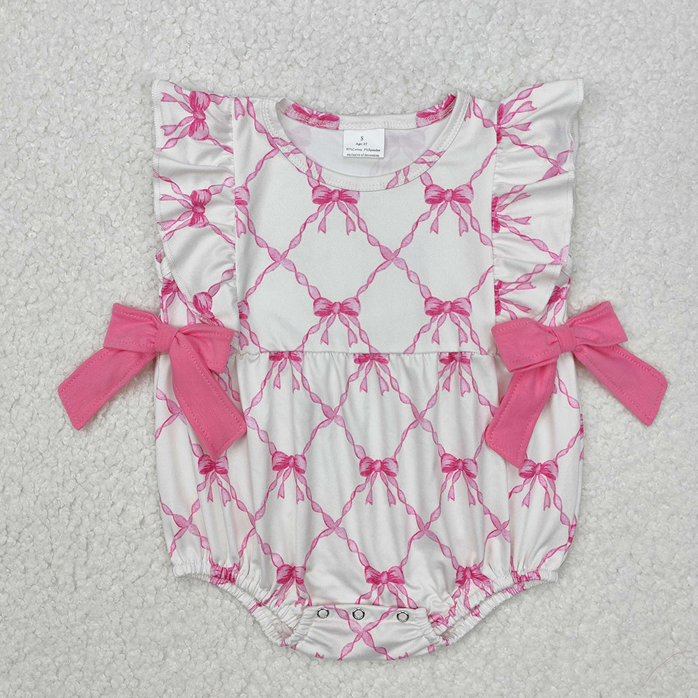 Sibling Sister Baby Girls Pink Bows Tunic Ruffle Shorts Rompers Clothes Sets