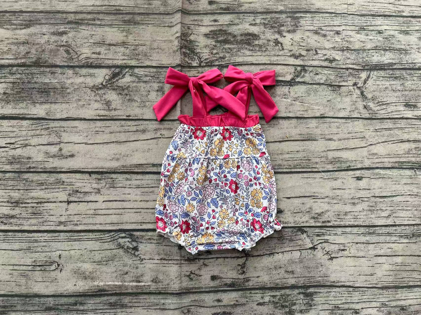 Baby Infant Girls Pink Blue Flowers Straps Rompers
