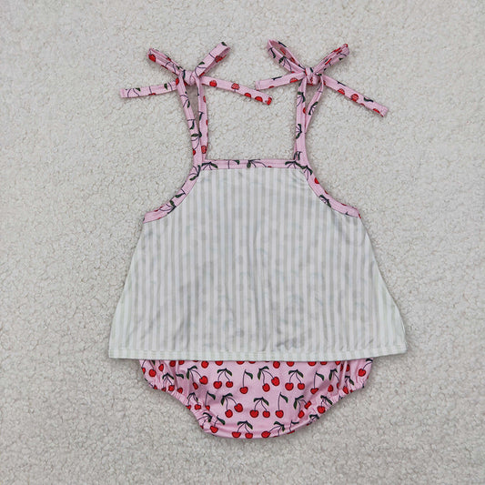 Baby Infant Girls Cute Cherry Straps Rompers