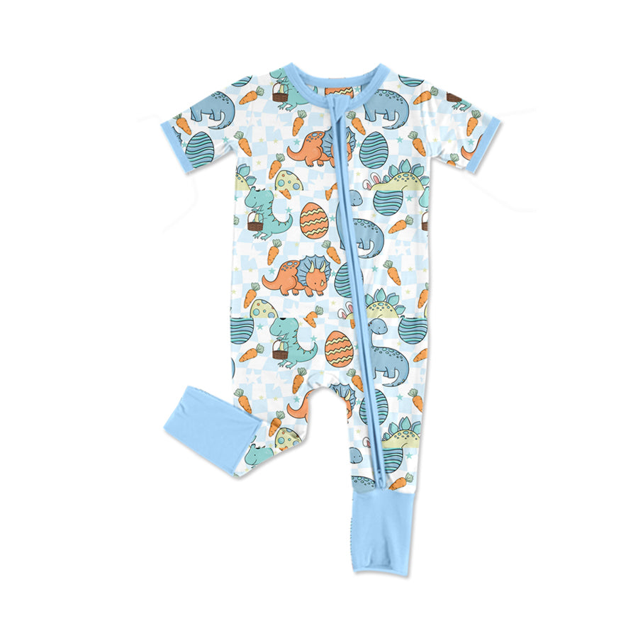 Baby Infant Boys Easter Dinosaurs Eggs Zip Rompers preorder
