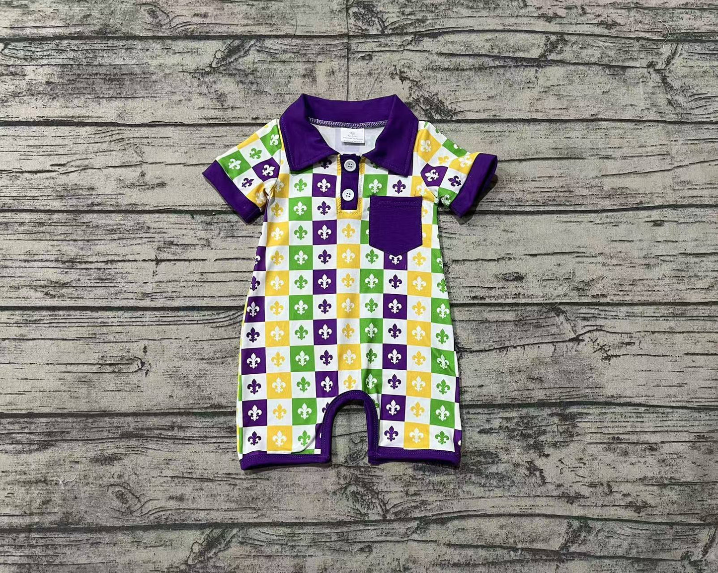 Baby Infant Boys Mardi Gras Anchor Short Sleeve Rompers