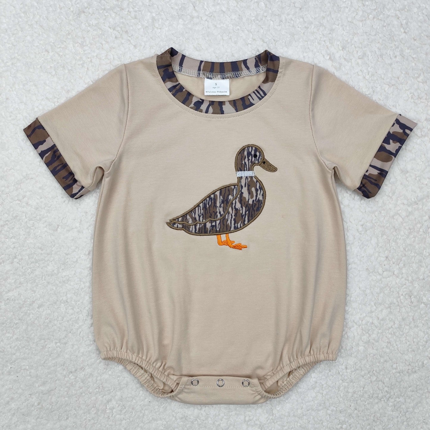 USA Shop Baby Boys Embroidery Olive Wood Camo Ducks Hunting Rompers