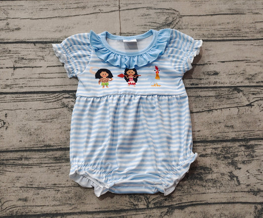 Baby Infant Girls Blue Strips Island Princess Rompers