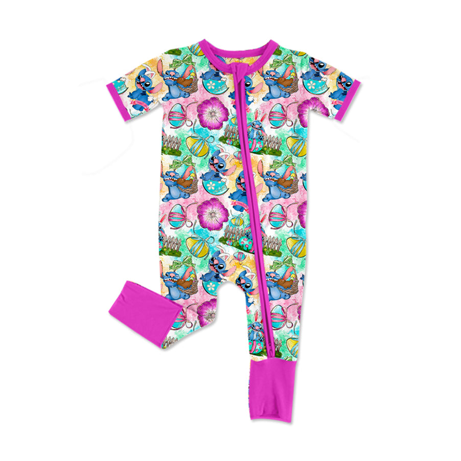 Baby Infant Girls Easter Cartoon Mouse Pink Zip Rompers preorder